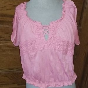 Cute coral peasant top